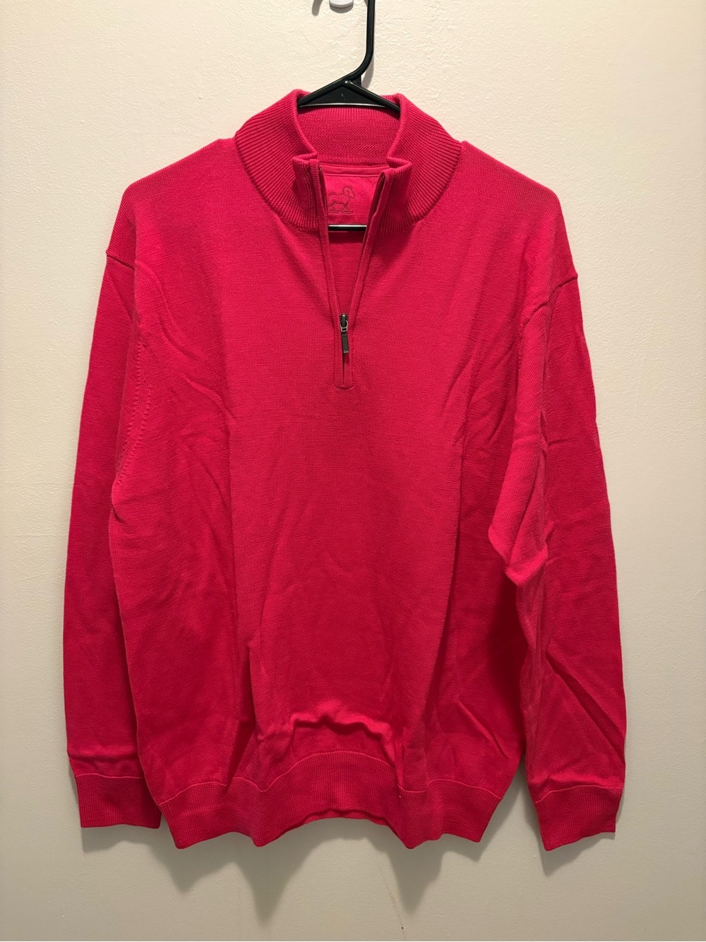 WoolX Men's Quarter-Zip Sweater Reddish Pink Large